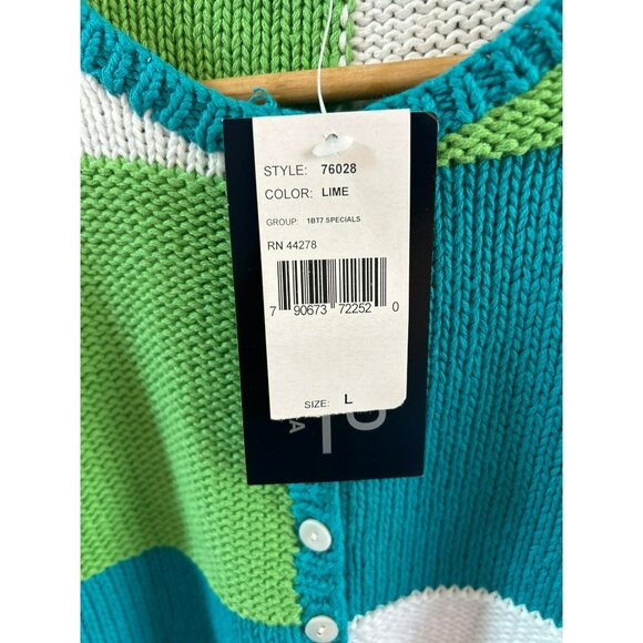 Vintage Studio Marisa Christina Checkered Cotton Cardigan Sweater Sz L Deadstock - Picture 4 of 6